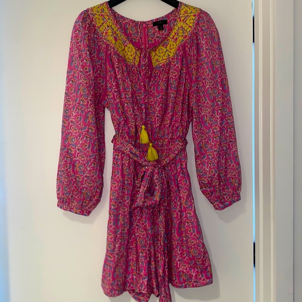 Floral Romper Pink Vines with Embroidery